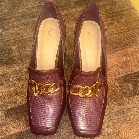 Gibson Latimer Shoes - Gibson Latimer Women's Deep Red Loafers with Gold Accent